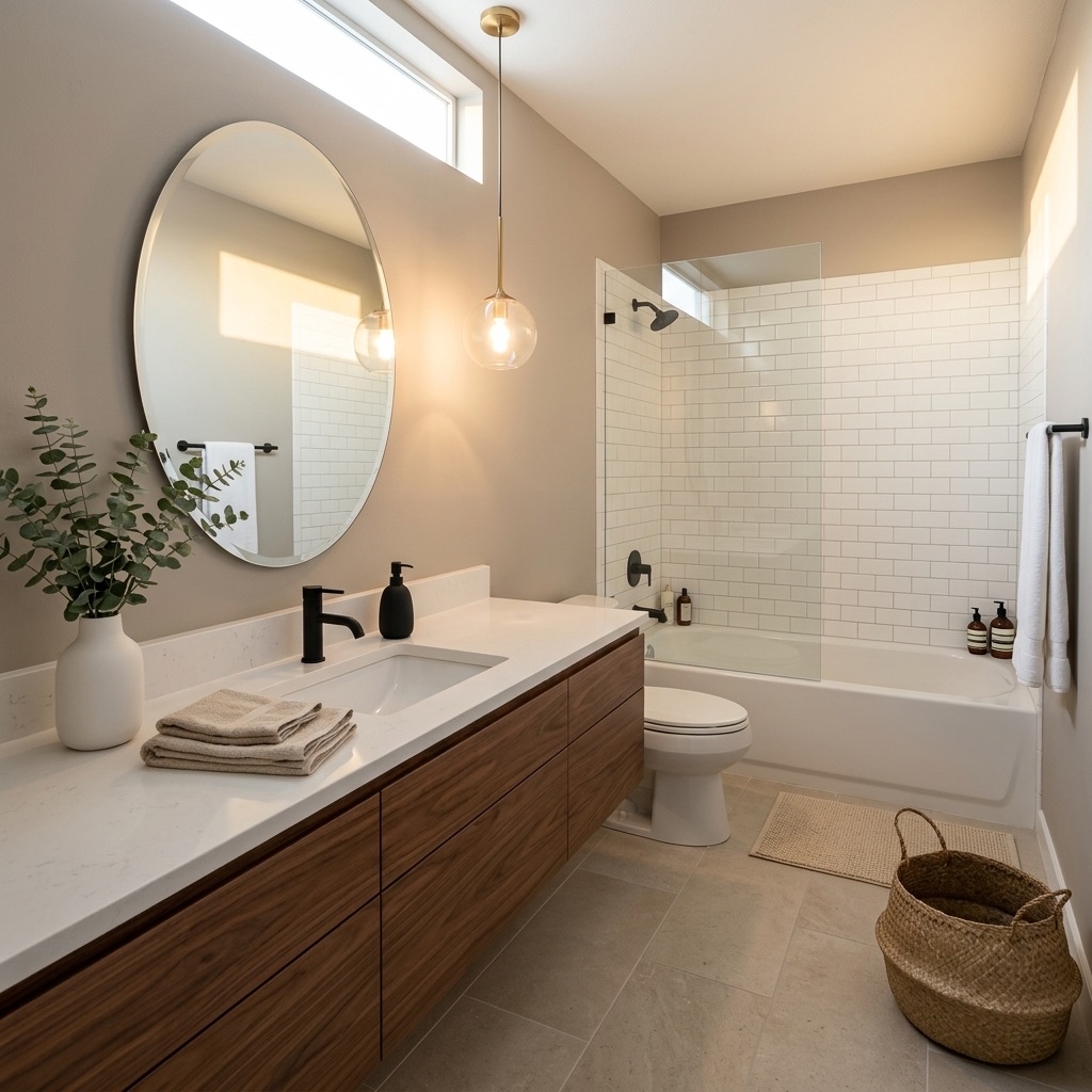 After: modern master bathroom regrout in Somersett Reno by licensed handyman