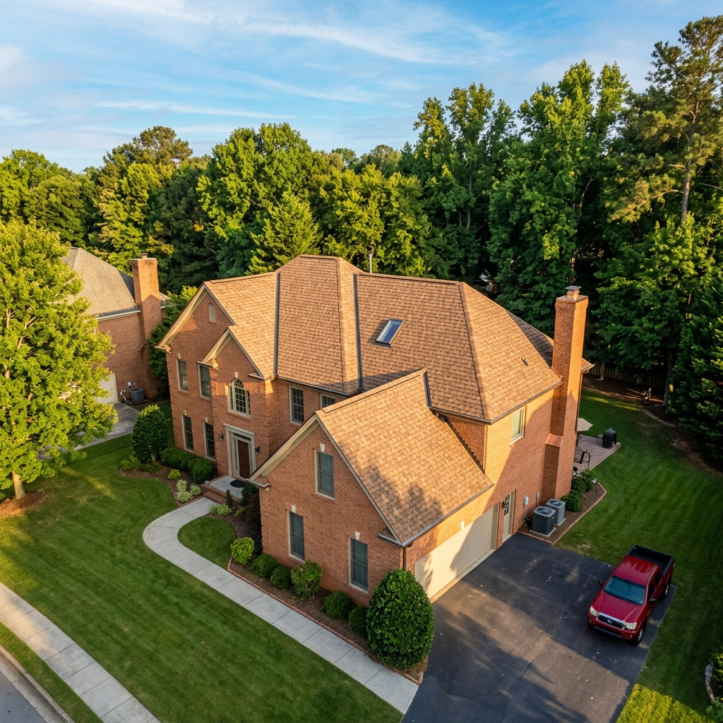 After: hail-claim roof replacement with CertainTeed Landmark in Marietta